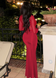 2025 Winter New Arrival Sexy Mesh Cutout Ruched Slim-Fit Dress