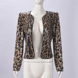 Leopard Print Sequined Personalized Outdoor Long-sleeved Blazer Jacket