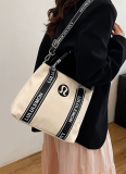 2025 New Arrival Embroidered Strap Canvas Shoulder Tote Bag