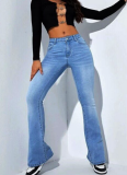Fashion High-Waisted Stretch Flared Straight-Leg Jeans