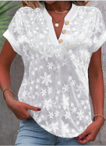 2026 Summer Simple Casual Solid Color V-neck Short-sleeved Shirt