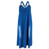 Elegant French-style Deep V-neck Sleeveless Dress For Summer