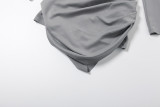 Autumn/Winter Solid Color Slim-Fit Deep V-Neck Waist-Defining Blazer Dress