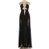 2025 New Arrival Sexy and Stylish Mesh See-Through Low-Cut Halter Dress