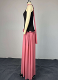 2026 Spring Sweet Spaghetti Strap Patchwork High-Waisted Slimming A-line Dress