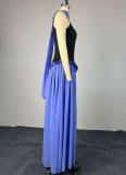 2026 Spring Sweet Spaghetti Strap Patchwork High-Waisted Slimming A-line Dress