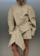 2026 Fashionable Lapel Long-Sleeved Shirt and Irregular Hem Skirt Set