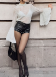 Sexy Lace Ruffle-sleeved Blouse With A Flowing Tie Collar