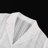 2026 New Arrival Cotton Lapel Long-Sleeved Ruffled Tie-Waist Shirt and Pants Two-Piece Set