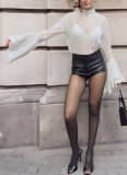 Sexy Lace Ruffle-sleeved Blouse With A Flowing Tie Collar