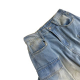 Fashionable Loose Straight-Leg Long Jeans With Multiple Pockets