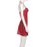 Sexy Square-Neck Backless Sleeveless Halter Dress