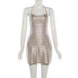 Sexy Square-Neck Backless Sleeveless Halter Dress