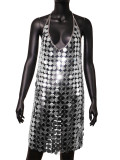 2026 Sexy Backless Halterneck Sequin Dress