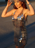 2026 Sexy Backless Halterneck Sequin Dress