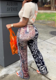 Casual Fashion Colorful Patterned Tassel Velvet Pants T-shirt Set