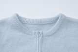 New Arrival Long-Sleeved Solid Color Zippered Slim-Fit Knitted Sweater Jumpsuit