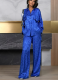 Fashionable and Casual High-End Leopard Print Long-Sleeved Loose-Fitting Set