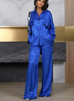 Fashionable and Casual High-End Leopard Print Long-Sleeved Loose-Fitting Set