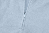New Arrival Long-Sleeved Solid Color Zippered Slim-Fit Knitted Sweater Jumpsuit