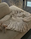 Fashion Bow Tie Belt Top High Waist Pleated Skirt Set