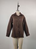 Fashion Striped Long-Sleeved Slim-Fit Shirt Top and Skirt Two-Piece Set