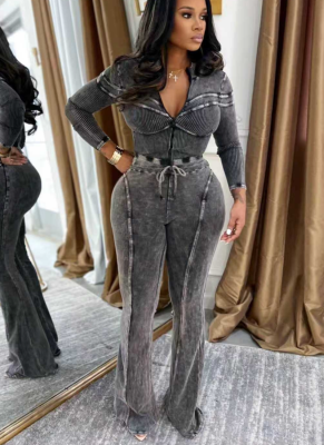 2026 Casual Washed Floral Distressed Patchwork Set