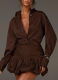 Fashion Striped Long-Sleeved Slim-Fit Shirt Top and Skirt Two-Piece Set