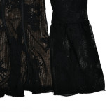 2026 New Lace Flared Sleeve Strapless Bodycon Mini Dress
