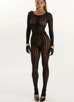 2026 Sexy Sheer Summer Seamless Striped Jacquard Jumpsuit