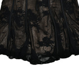 2026 New Lace Flared Sleeve Strapless Bodycon Mini Dress
