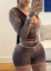 2026 Sexy Printed Long-Sleeve Shorts Set