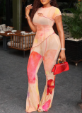 2026 Sexy Slim Fit Short-Sleeved Asymmetrical Top and Skinny Pants Two-Piece Set
