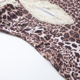 New Sexy Leopard Print Lace Slit Halter Dress