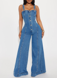 Sexy Denim Overalls Wide-Leg Jumpsuit