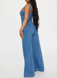 Sexy Denim Overalls Wide-Leg Jumpsuit