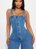 Sexy Denim Overalls Wide-Leg Jumpsuit