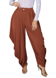 2026 Casual Solid Color Pants with Multiple Folds and Unique Flower Tulip Design