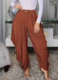 2026 Casual Solid Color Pants with Multiple Folds and Unique Flower Tulip Design