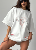Casual Loose-fitting Letter Print Crew Neck Short-sleeved T-shirt