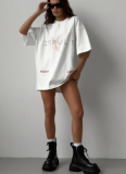 Casual Loose-fitting Letter Print Crew Neck Short-sleeved T-shirt