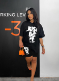 Fashionable Printed Short-Sleeve and Shorts Set