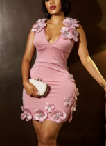New Style 3D Floral Beaded Slim Fit Sleeveless Party Evening Dress
