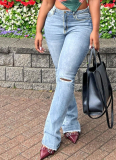 New Style Ripped High-Waisted Stretch Flared Jeans