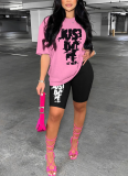 Fashionable Printed Short-Sleeve and Shorts Set