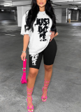 Fashionable Printed Short-Sleeve and Shorts Set