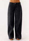 Retro Patchwork Loose Wide-Leg Straight-Leg Jeans
