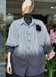 2026 Fashionable and Unique Gradient Dye Long-Sleeved Striped Shirt OY73529