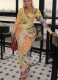 Fashionable Printed Waist-Slim Fit Bodycon Long Dress