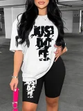 Fashionable Printed Short-Sleeve and Shorts Set